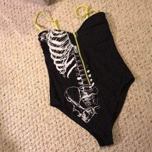 Iron Fist Skeleton Zippered Swimsuit